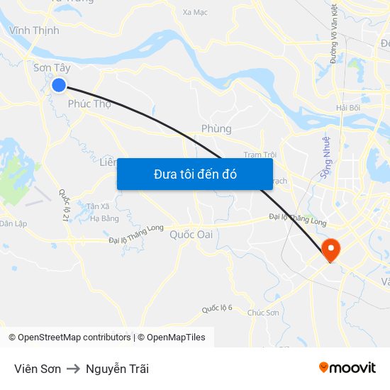 Viên Sơn to Nguyễn Trãi map