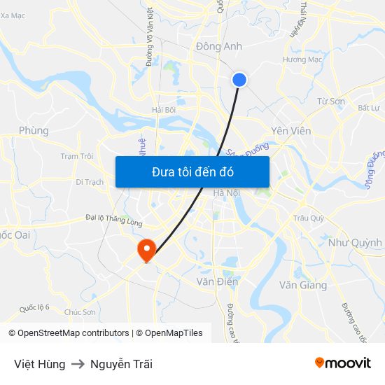 Việt Hùng to Nguyễn Trãi map