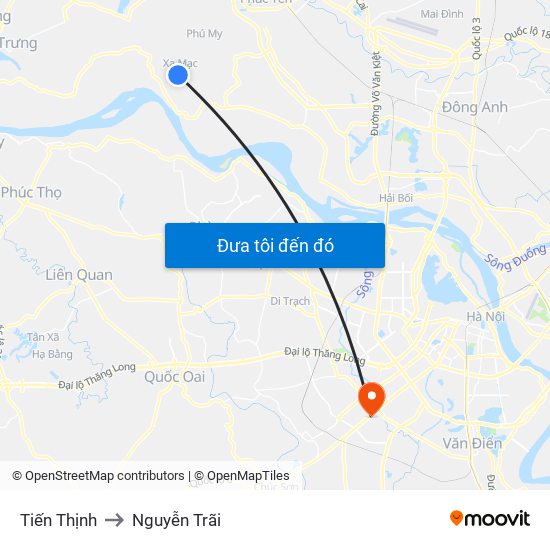 Tiến Thịnh to Nguyễn Trãi map