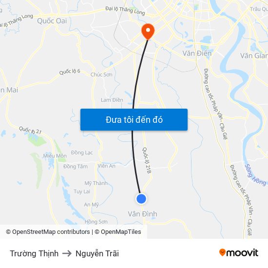Trường Thịnh to Nguyễn Trãi map