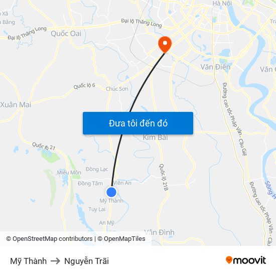 Mỹ Thành to Nguyễn Trãi map