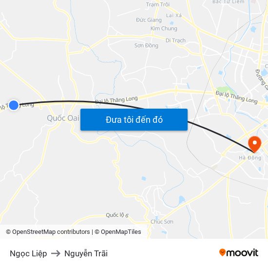Ngọc Liệp to Nguyễn Trãi map