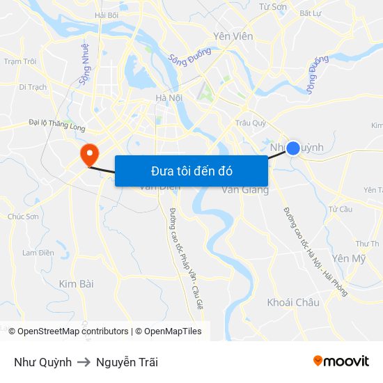 Như Quỳnh to Nguyễn Trãi map