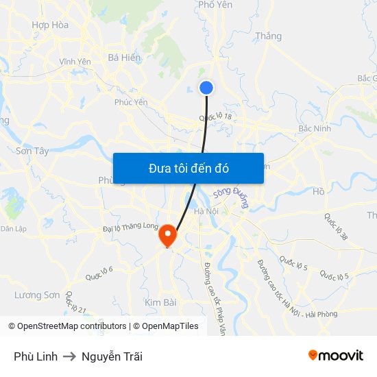 Phù Linh to Nguyễn Trãi map