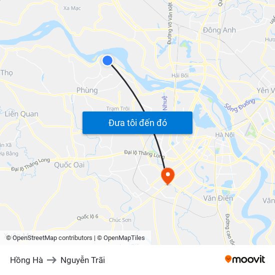 Hồng Hà to Nguyễn Trãi map