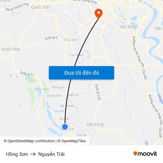 Hồng Sơn to Nguyễn Trãi map