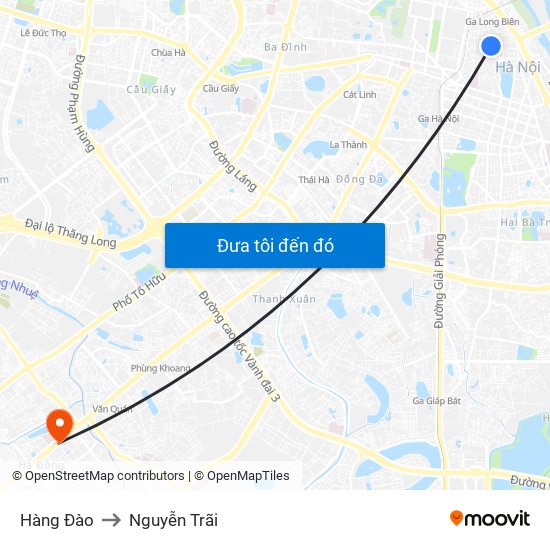 Hàng Đào to Nguyễn Trãi map