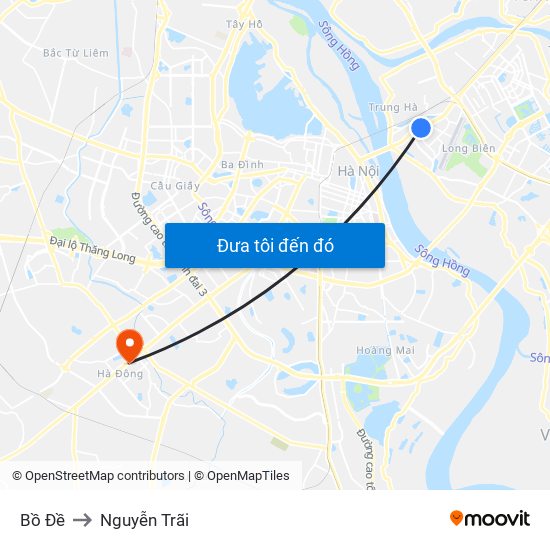 Bồ Đề to Nguyễn Trãi map