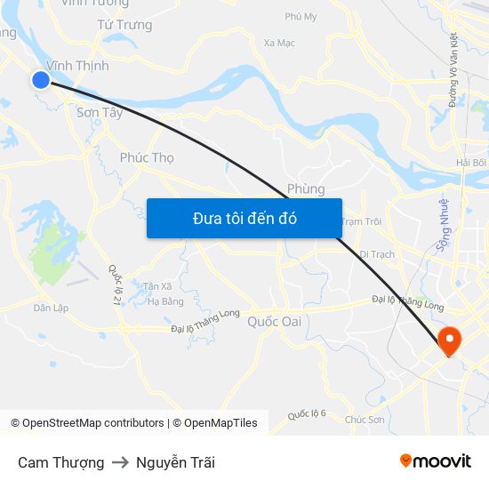 Cam Thượng to Nguyễn Trãi map