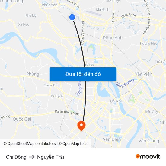 Chi Đông to Nguyễn Trãi map