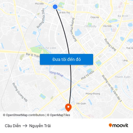 Cầu Diễn to Nguyễn Trãi map