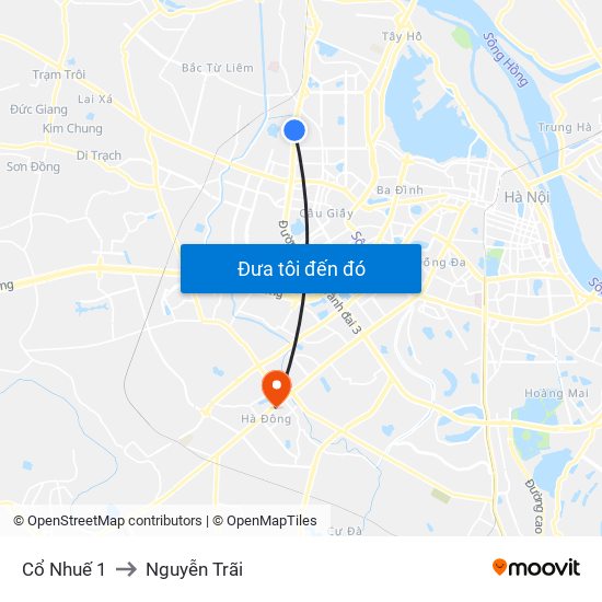Cổ Nhuế 1 to Nguyễn Trãi map