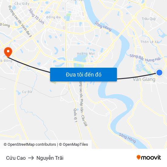 Cửu Cao to Nguyễn Trãi map