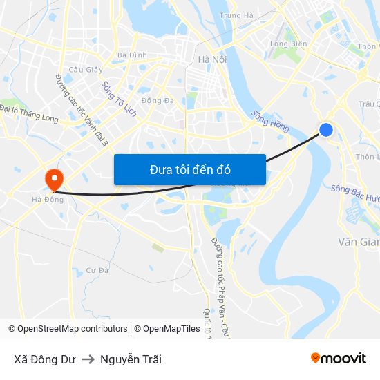 Xã Đông Dư to Nguyễn Trãi map