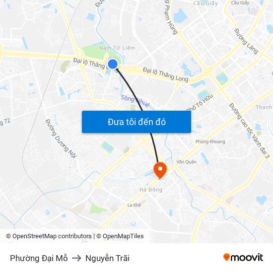 Phường Đại Mỗ to Nguyễn Trãi map