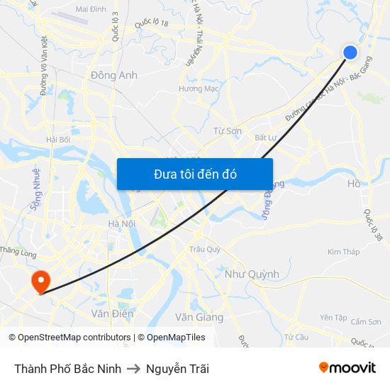 Thành Phố Bắc Ninh to Nguyễn Trãi map