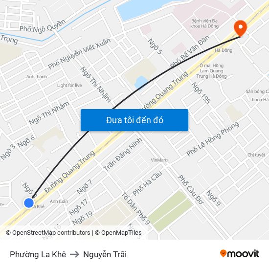 Phường La Khê to Nguyễn Trãi map