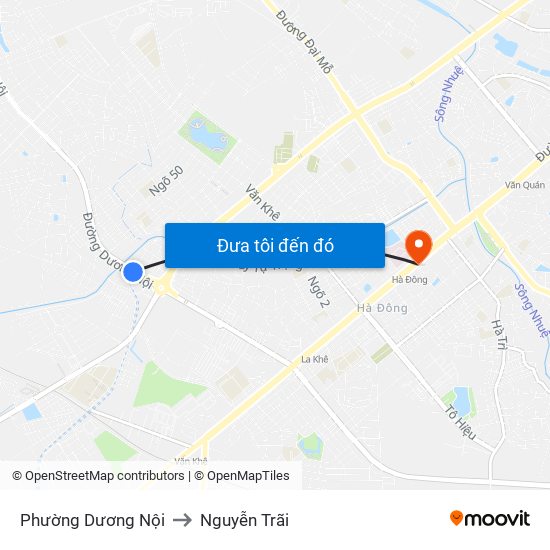 Phường Dương Nội to Nguyễn Trãi map