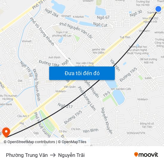 Phường Trung Văn to Nguyễn Trãi map