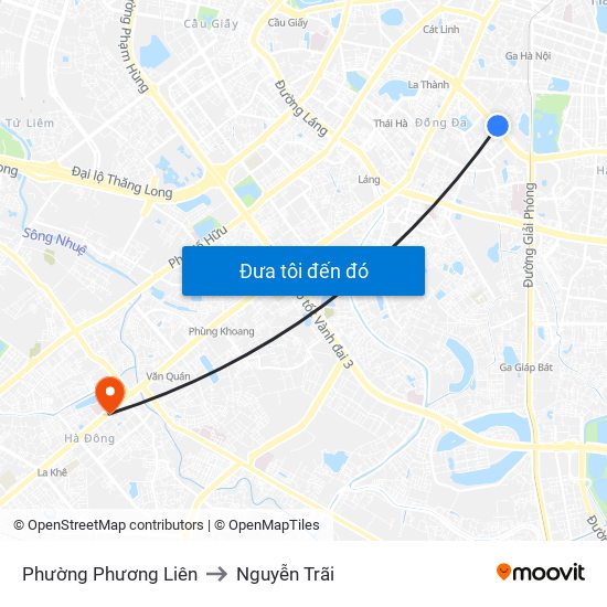 Phường Phương Liên to Nguyễn Trãi map