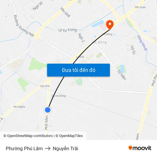 Phường Phú Lãm to Nguyễn Trãi map