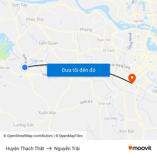 Huyện Thạch Thất to Nguyễn Trãi map