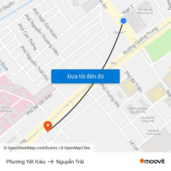 Phường Yết Kiêu to Nguyễn Trãi map