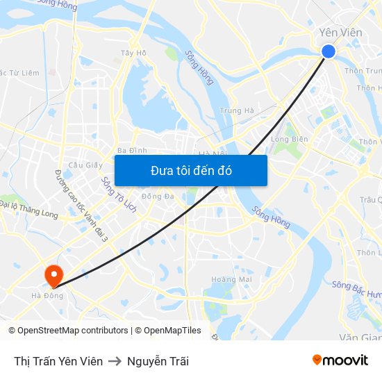 Thị Trấn Yên Viên to Nguyễn Trãi map