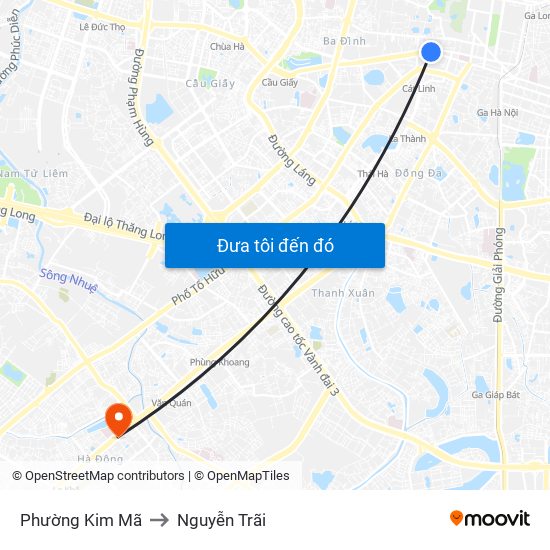 Phường Kim Mã to Nguyễn Trãi map