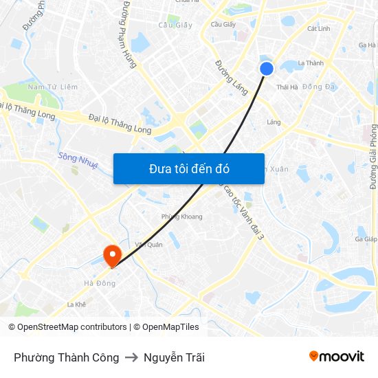 Phường Thành Công to Nguyễn Trãi map