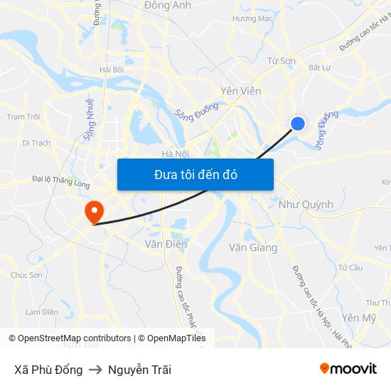 Xã Phù Đổng to Nguyễn Trãi map