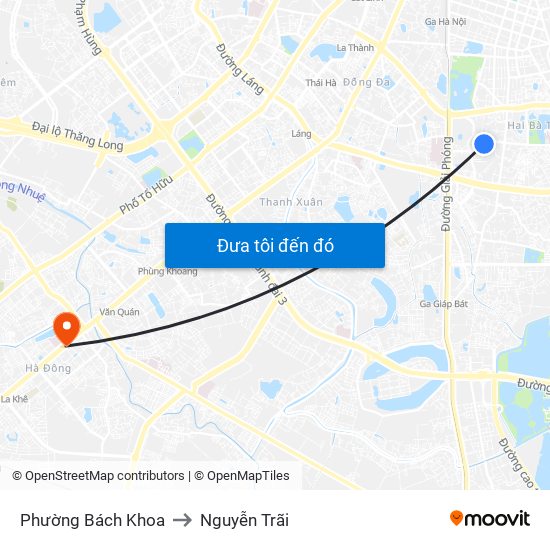 Phường Bách Khoa to Nguyễn Trãi map