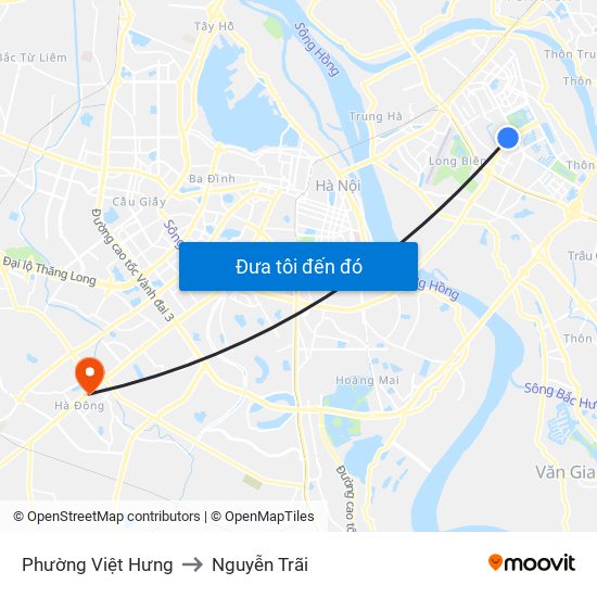 Phường Việt Hưng to Nguyễn Trãi map