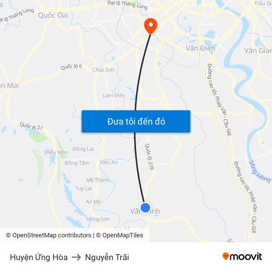 Huyện Ứng Hòa to Nguyễn Trãi map