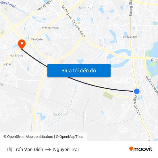 Thị Trấn Văn Điển to Nguyễn Trãi map