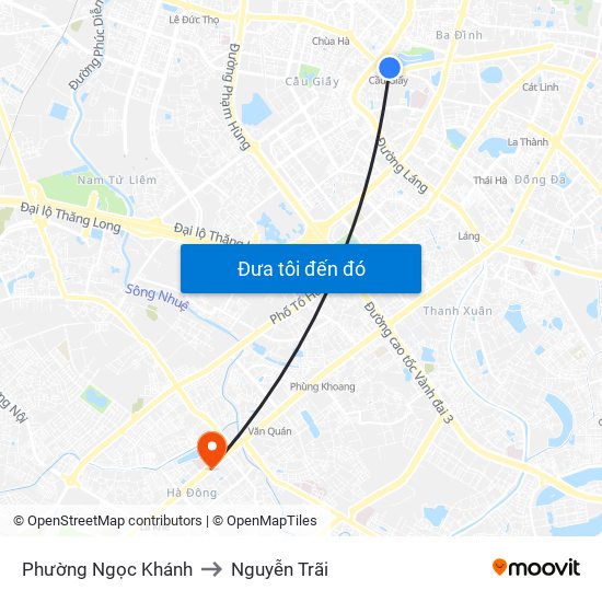 Phường Ngọc Khánh to Nguyễn Trãi map