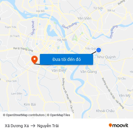 Xã Dương Xá to Nguyễn Trãi map