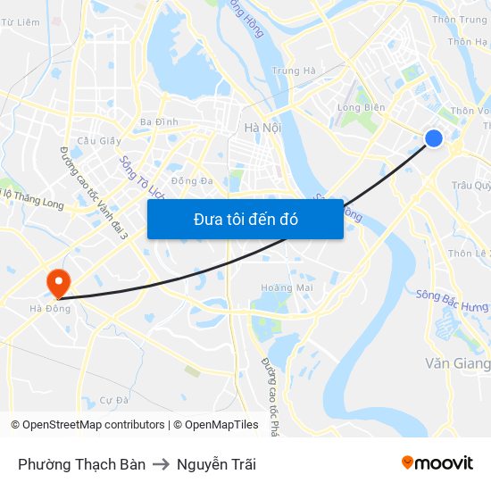 Phường Thạch Bàn to Nguyễn Trãi map