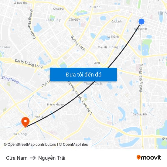 Cửa Nam to Nguyễn Trãi map