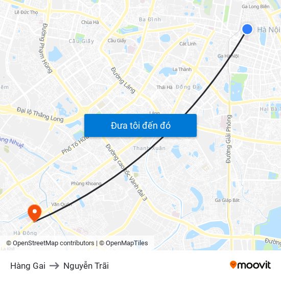 Hàng Gai to Nguyễn Trãi map