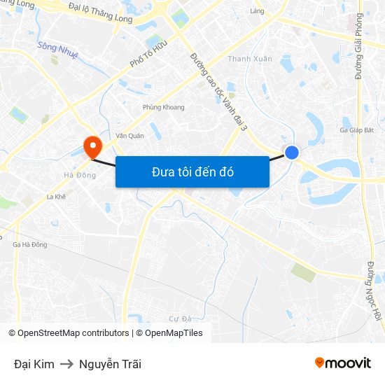 Đại Kim to Nguyễn Trãi map