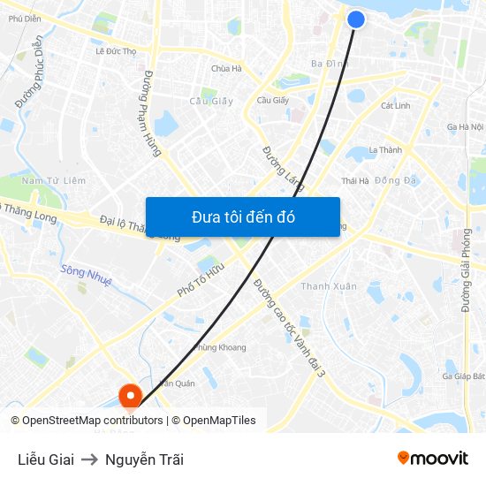 Liễu Giai to Nguyễn Trãi map