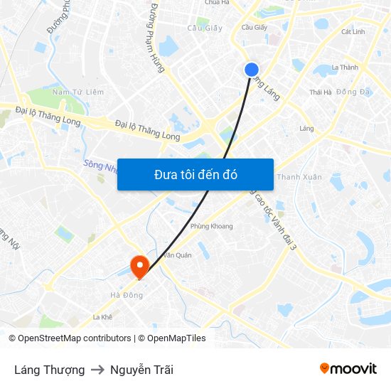 Láng Thượng to Nguyễn Trãi map