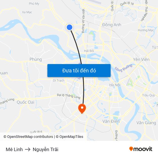 Mê Linh to Nguyễn Trãi map