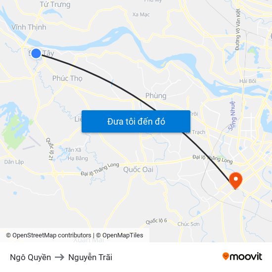 Ngô Quyền to Nguyễn Trãi map