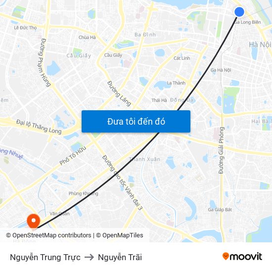 Nguyễn Trung Trực to Nguyễn Trãi map