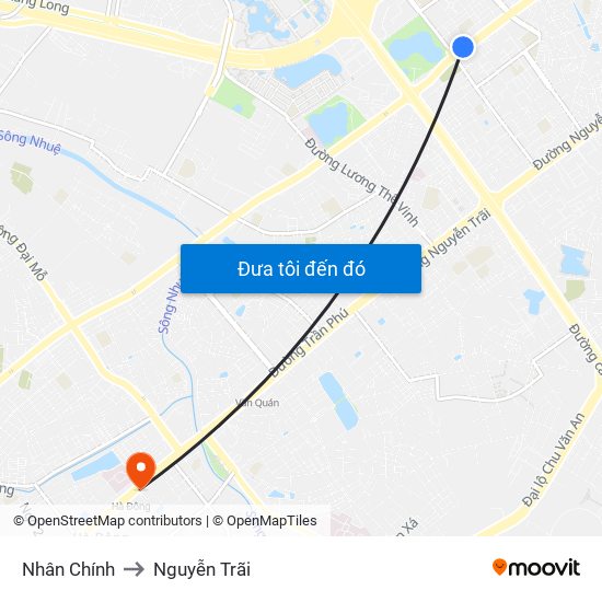Nhân Chính to Nguyễn Trãi map