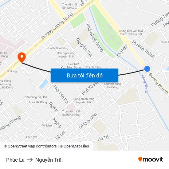 Phúc La to Nguyễn Trãi map