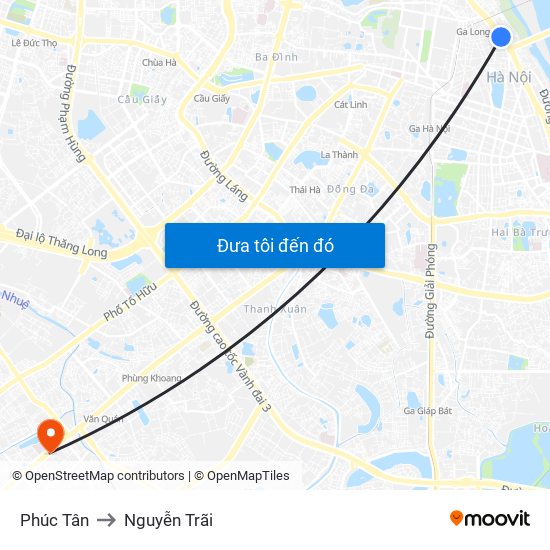 Phúc Tân to Nguyễn Trãi map