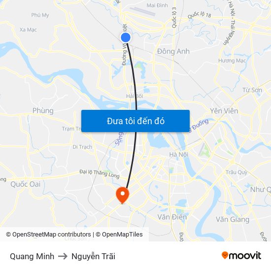 Quang Minh to Nguyễn Trãi map